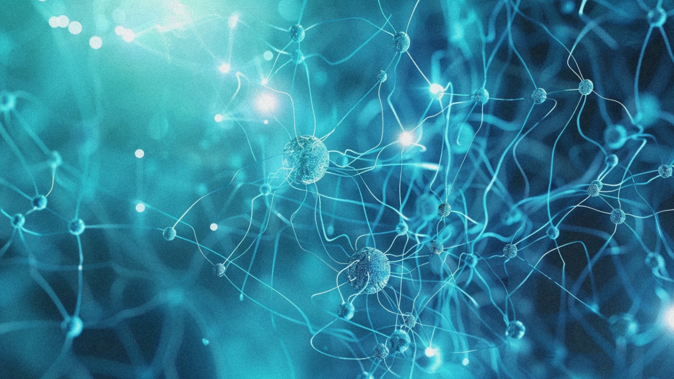 Abstract neural network with glowing molecular nodes and connections representing Google's Isomorphic Labs AI-designed drug discovery entering clinical trials, as DeepMind technology transitions from AlphaFold protein structure prediction to actual therapeutic development in humans, validating computational biology infrastructure for AI-native biotech platforms